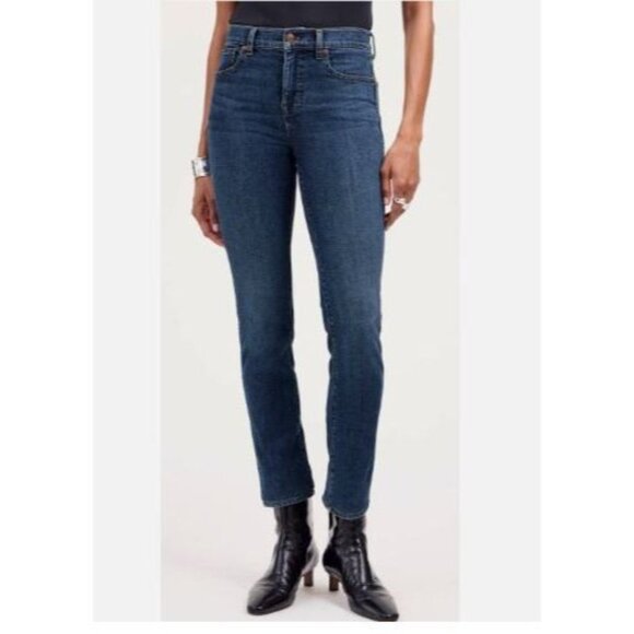 Madewell Stovepipe Jeans Women's 29T Blue Stretch Denim High Rise Tapered Crop - Picture 1 of 16
